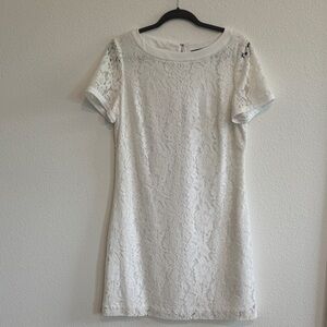 Chaps White Floral Lace Dress